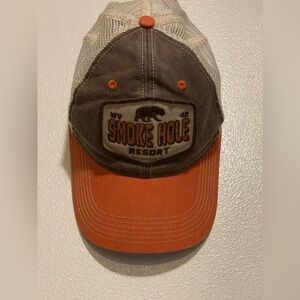 Legacy Smoke Hole Resort Tan and White Mesh Cap